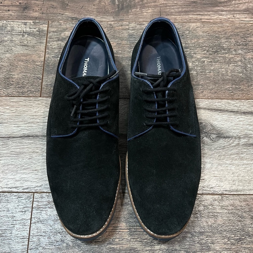 Thomas & Vine Mens Size 10.5 Navy Leather Lace Up Oxford Shoes